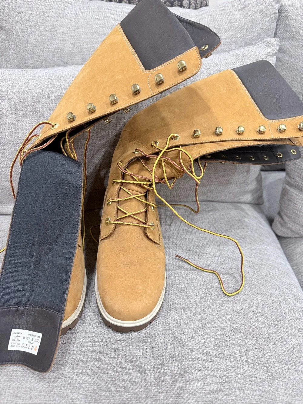 Timberland Wheat and Black Tall Lace-Up Boots - Picture 2 of 4